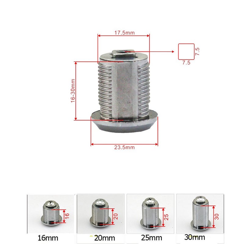 Comidox 5pcs 16/20/25/30mm Cam Lock Pinball Arcade Machine Door Cabinet Toolbox Drawer & 2Key 20mm - Image 5